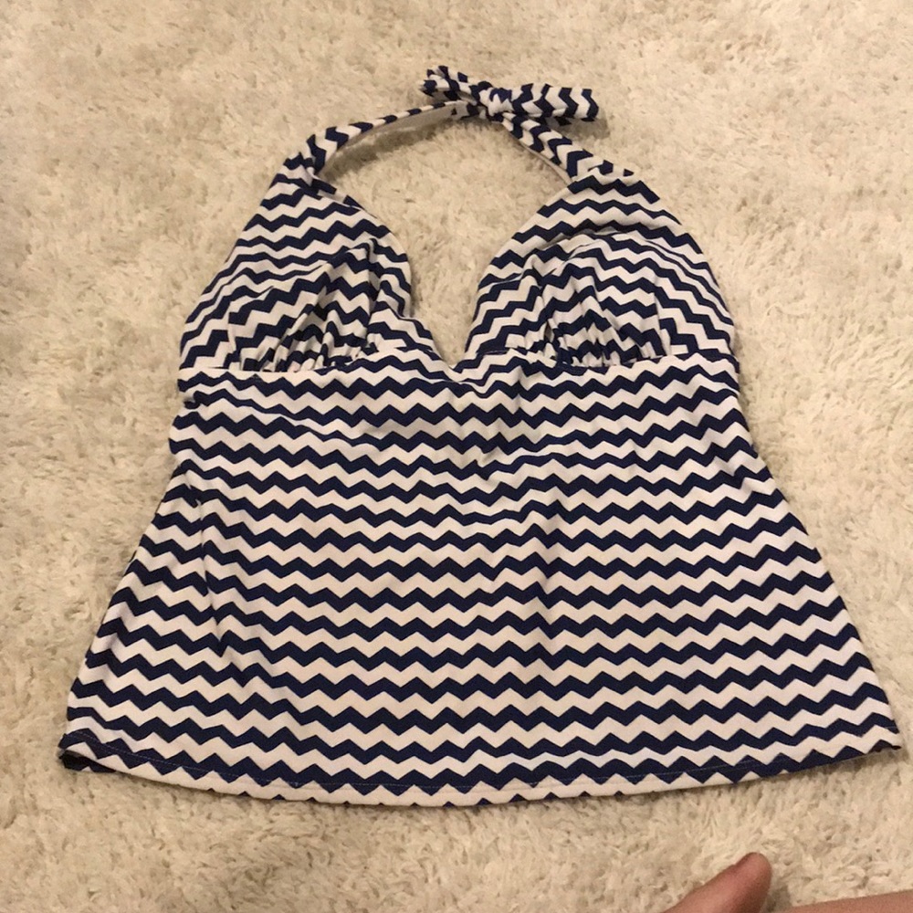 Chevron blue and white tankini